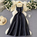 Evening party dress women's royal sister classy suspender long skirt french waist elegant puffy swing dress summer