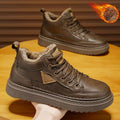 Fleece-lined men's shoes 2025new arrival autumn winter high-top sneakers men's leather heattechthickened cotton shoes low-top boots