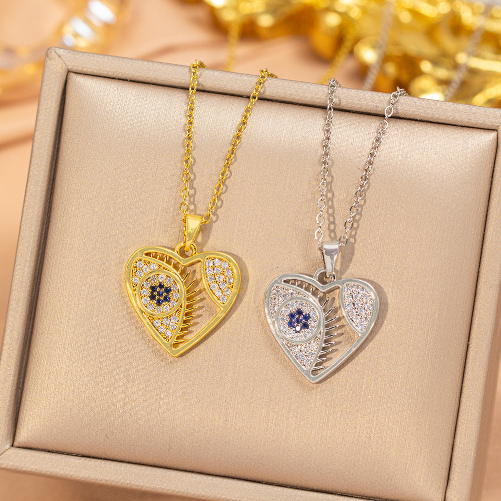 [titanium steel] cross-border popular diamond devil's eye necklace for women, accessible luxury, fashionable, high-end, versatile clavicle chain accessories