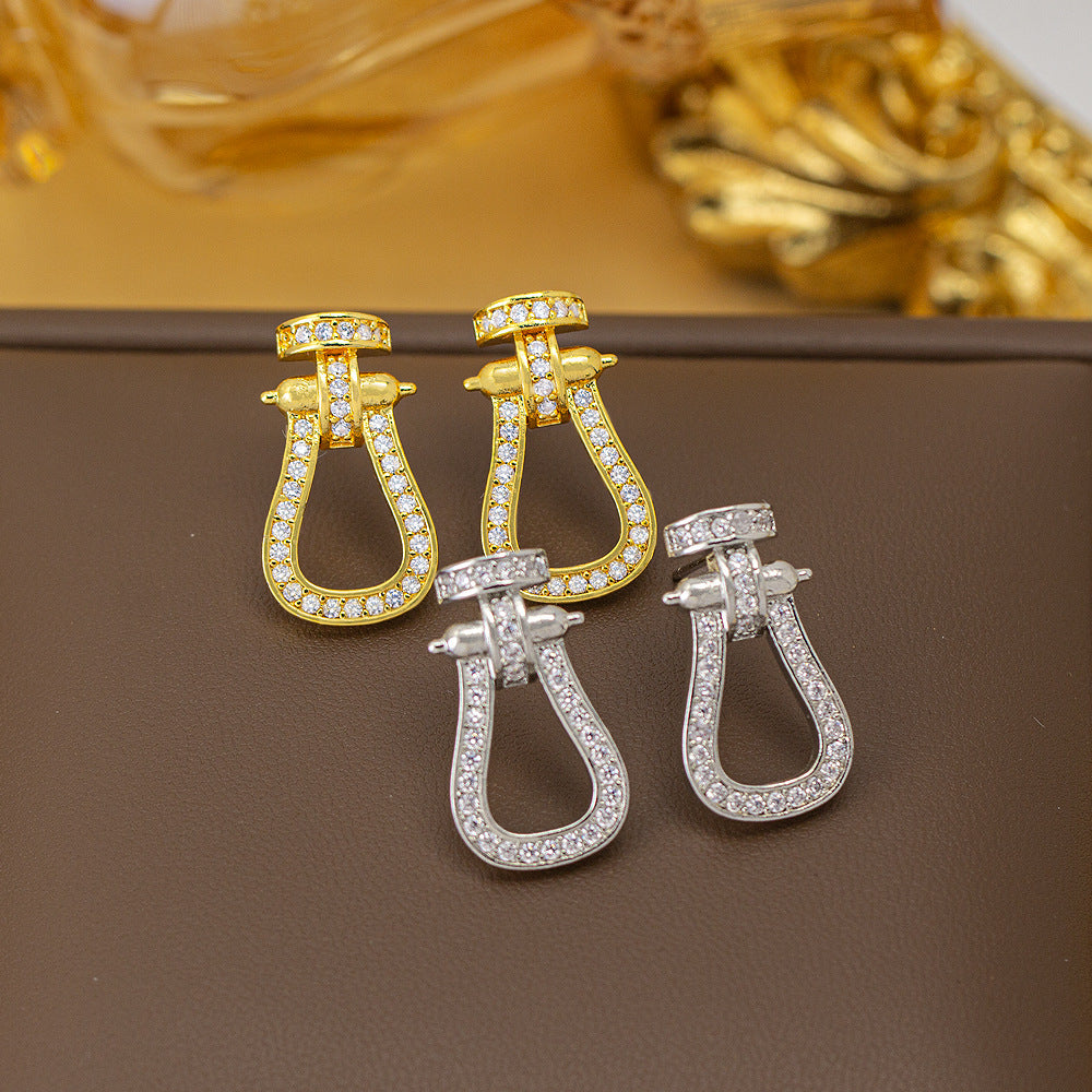 fashion elegant four-leaf clover earrings personalized zircon flower classy earrings niche styleaccessible luxurynew arrival earrings