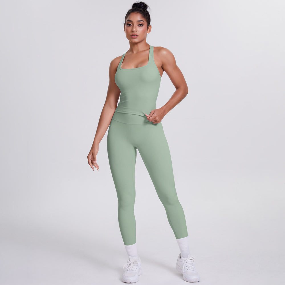 New racerback sports bra set - barely-there feel, compression fit, quick-dry, butt-lifting yoga outfit for outdoor running and fitness