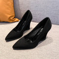 Plus size pointed-toe flats for women, spring/autumn 2025 new collection, wedge heel, korean style, minimalist chic, professional work shoes