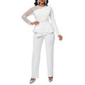 D439 independent station  new long-sleeved elegant mesh stitching beading slimming look banquet large size foreign trade jumpsuit