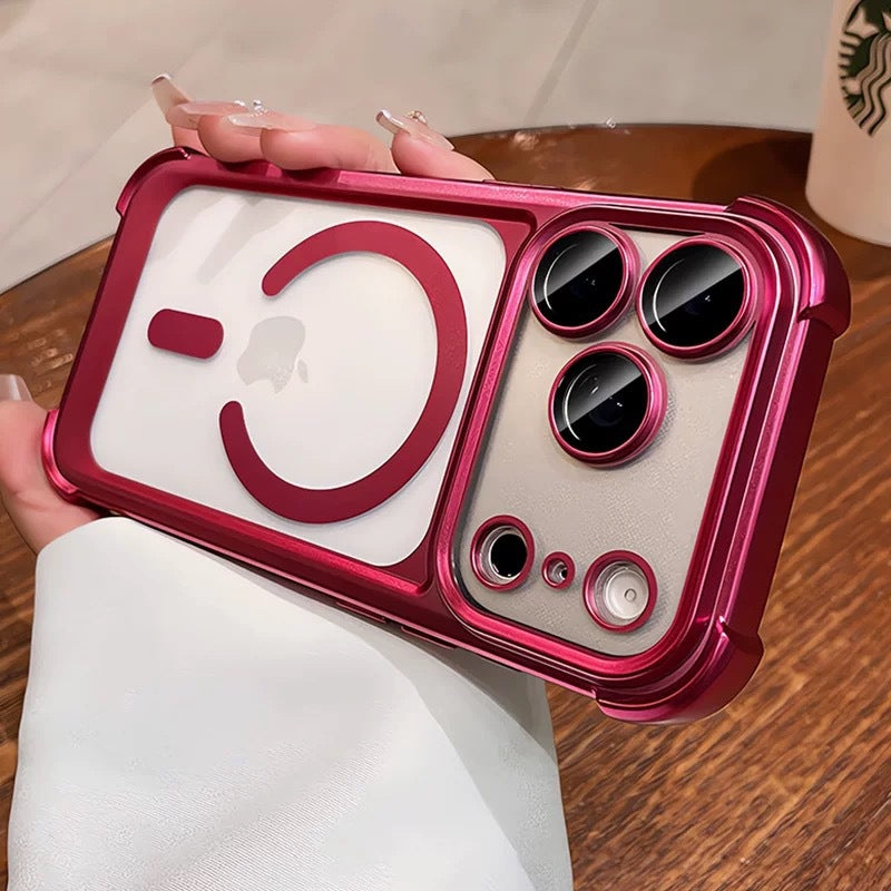 Suitable for iphone17pro mobile phone case high quality frosted four-corner magnetic airbag all-inclusive anti-fall apple 16/15