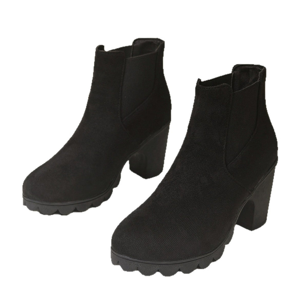 Exportplus sizefall and winternew arrival sleeve boots women's round toe thick high heel elastic exportfashion women's short boots