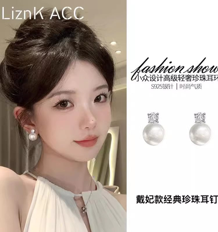 Ins style pearl earrings for women 925 silver needle niche design butterfly earrings accessible luxury high-end earrings earrings earrings