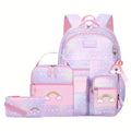 Gradient purple small size + pencil case + meal bag (three-piece set)