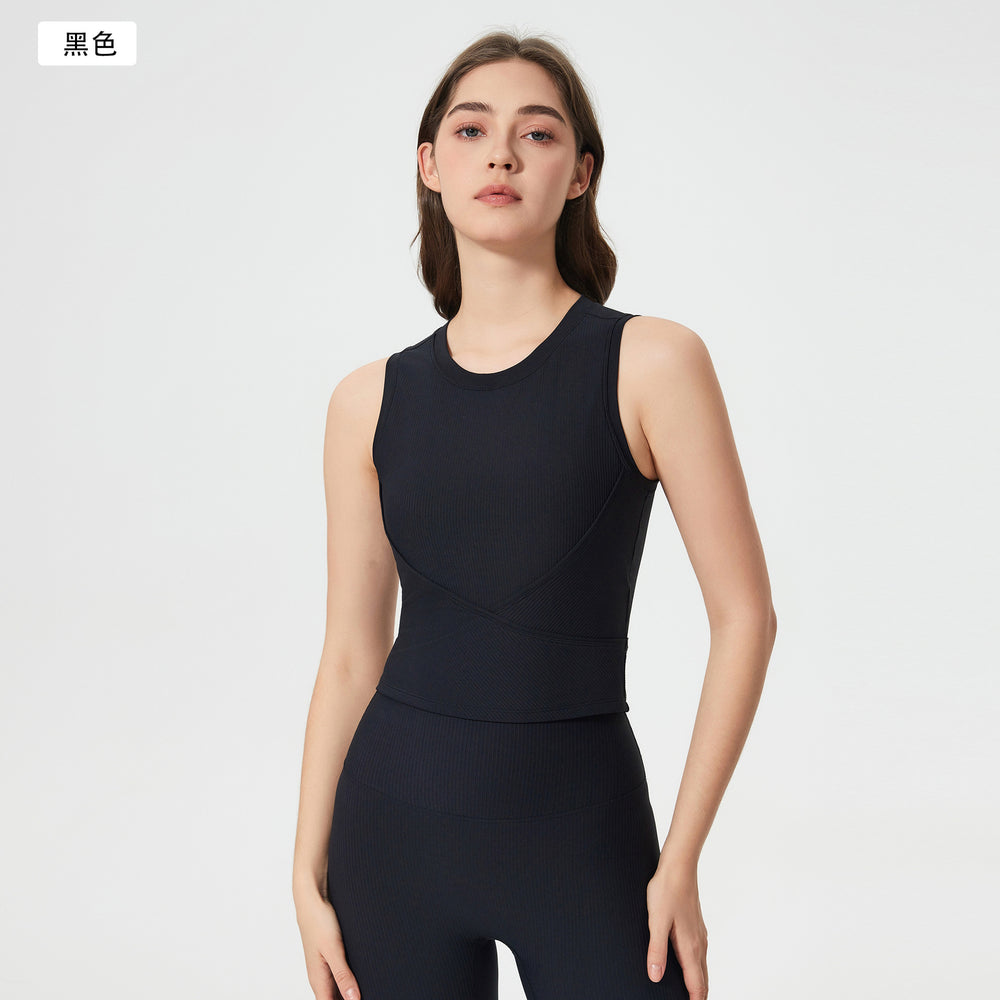 Spring/summer new high-elasticity padded sleeveless yoga top - push-up, shockproof, running & fitness sports bra for women - d25041