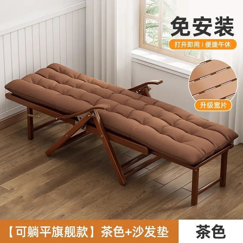 Foldable reclining chair - adult bamboo rocking chair - home comfort nap lounger - lazy person's chair - elderly balcony leisure dual-use chair