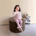 Girls' fall outfit set : new stylish and trendy children's clothing - heart print top and pants two-piece set