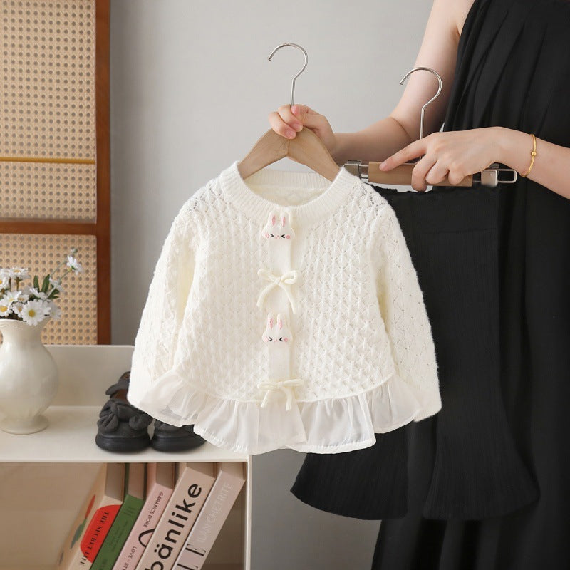 Girls' knitted sweater two-piece set - new autumn/winter  collection - baby girl outerwear and pants set