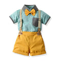 New boys' overalls set - stylish gentleman two-piece: short-sleeve shirt & overalls shorts - boy's tz021