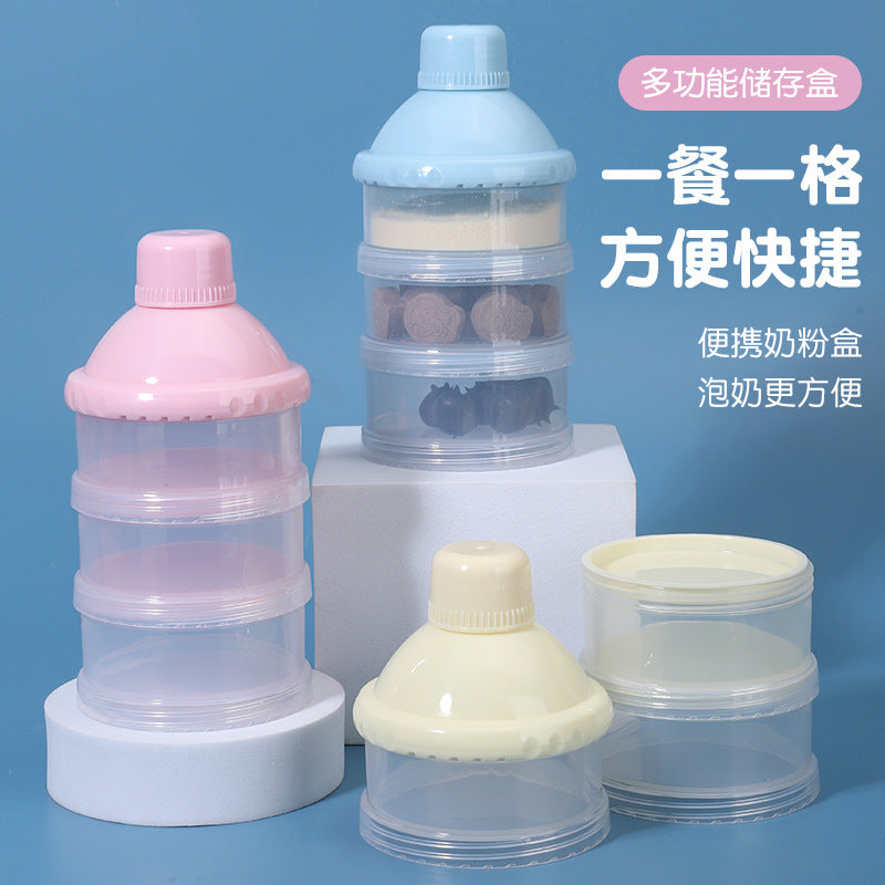Infant simple milk powder grid has three layers and four layers, independent layered milk powder grid, children's portable rotating milk powder box