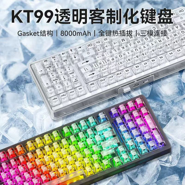ViewSonic KT99 transparent custom real mechanical keyboard gasket wireless three-mode crystal keycap