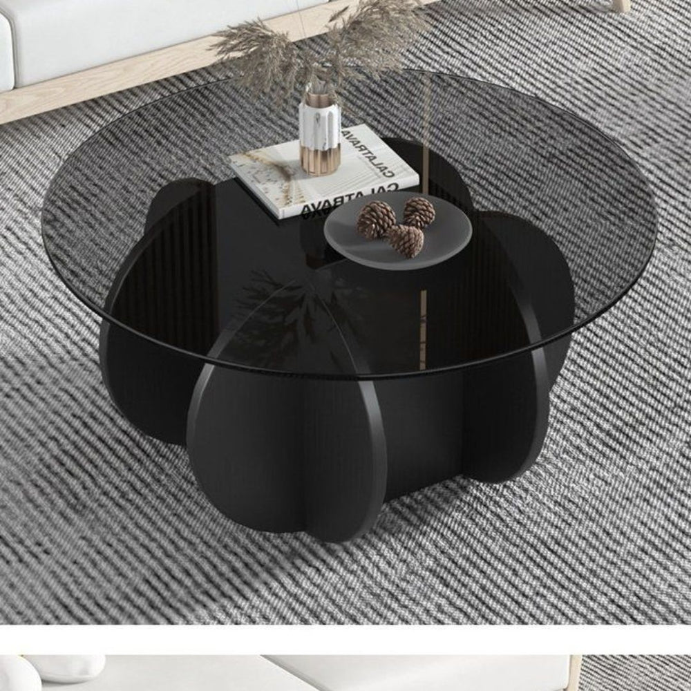 Accessible luxury tempered glass coffee table living room for home small apartment slate round popular creative normcore balcony tea table