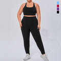 European and american plus size women's activewear set - barely there, high-stretch, breathable yoga outfit two-piece cross-border fitness set