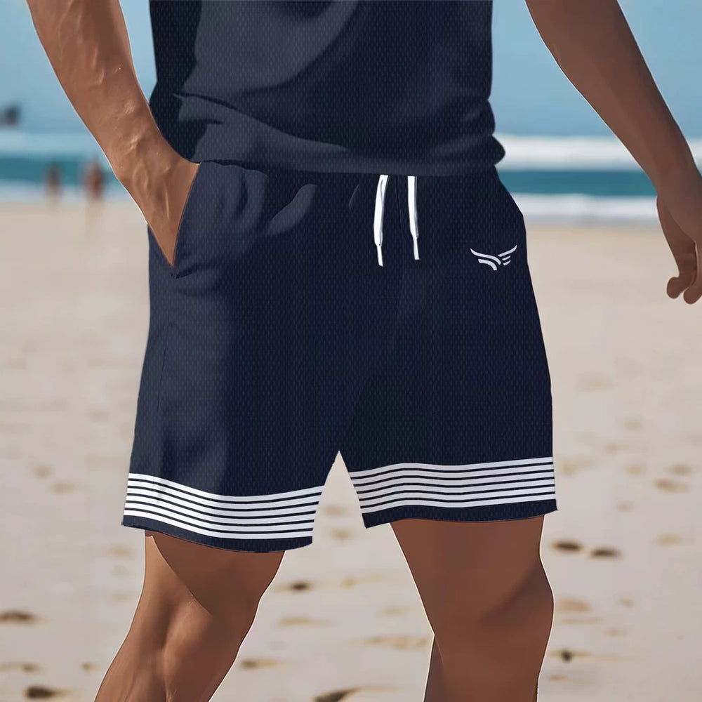 hot-selling men's polo shirt set, new summer two-piece casual short-sleeve and shorts set, dropshipping available