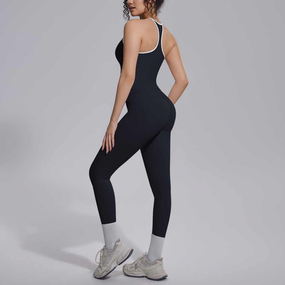 New arrival cross-border fashion double-sided brocade i-shaped beautiful back yoga suit sports running fitness running two-piece set for women