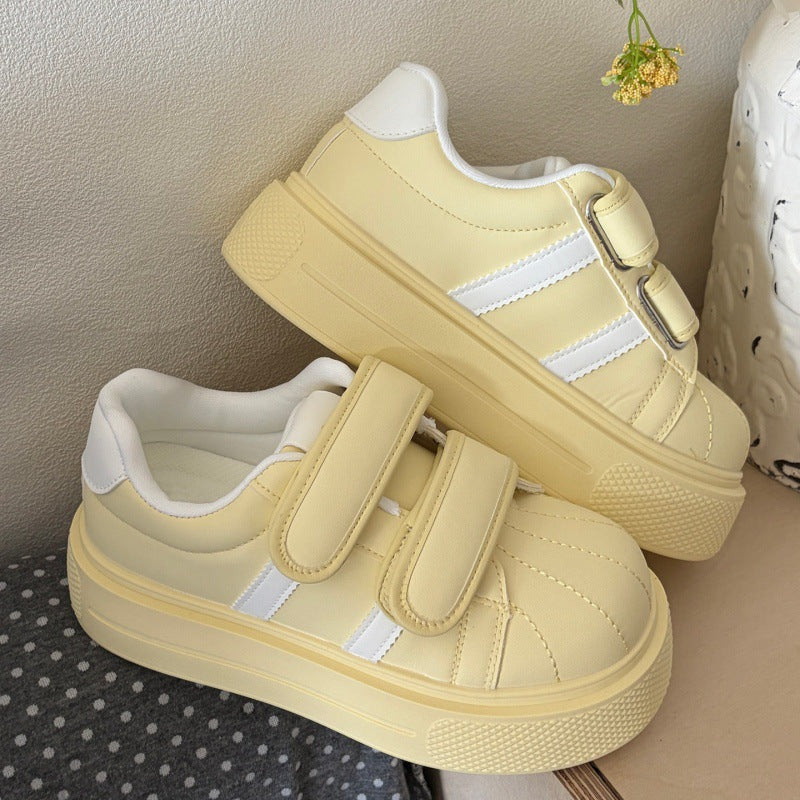 Shell toe thick sole sneakers women's velcro white shoes casual shoes women's shoes 2026new arrivalspring height increasing german training shoes