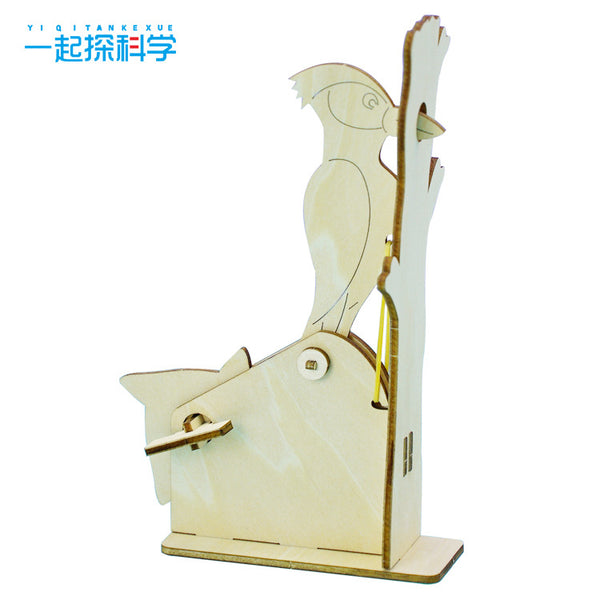 Woodpecker, handmade DIY technology small production, children's educational play teaching aids small invention model, creative materials