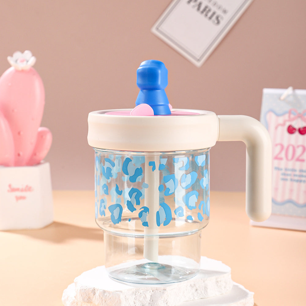Summer new arrival: high-style straw cup, large capacity ice tumbler, portable cute plastic water bottle for kids, students (unisex)