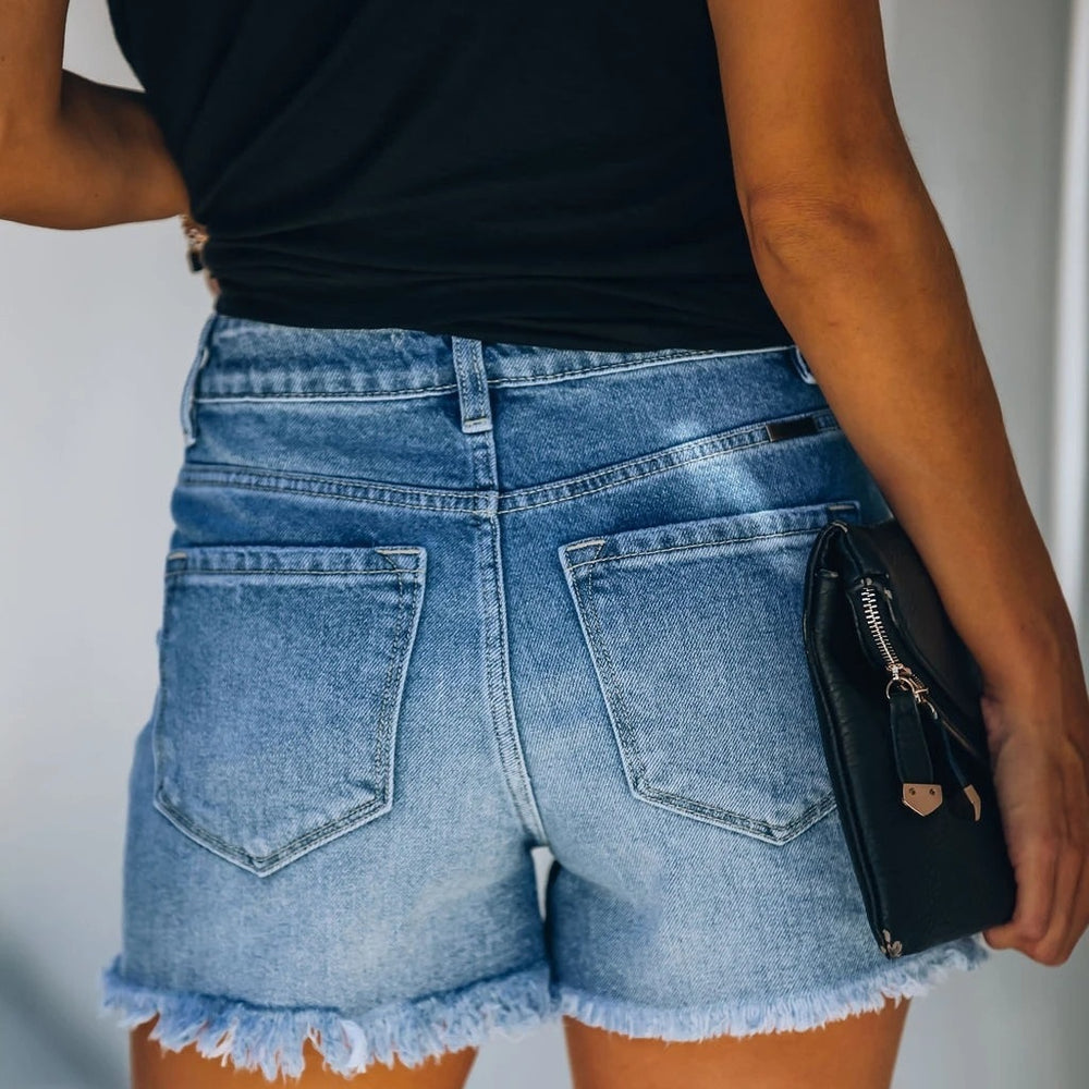 Factory direct sales european and american clothing cross-border trade  new arrivalelegant ripped denim casual shorts for women