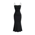 Thin shoulder strap dressspringnew arrivalhigh waisttie back suspender hip-covering mermaid long skirt female socialite dress