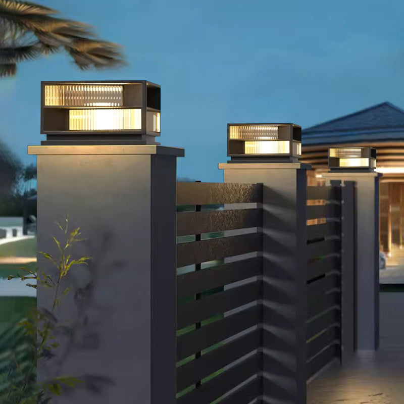 Outdoor solar post cap lights - garden, patio, villa gate, and fence lighting - waterproof post cap lights