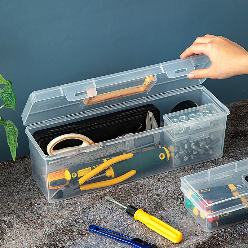 Household Multifunctional Hardware Toolbox Transparent Portable Tools Storage Box Wrench Screw Accessory Box Parts Box