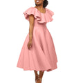 D367 european and american style independent fashion website summer chic ruffle hem maxi dress banquet evening gown cross-border dress