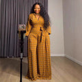 European and american cross-border women's clothing  new collection: african-inspired sweet floral tie-top and high-waisted wide-leg pants set
