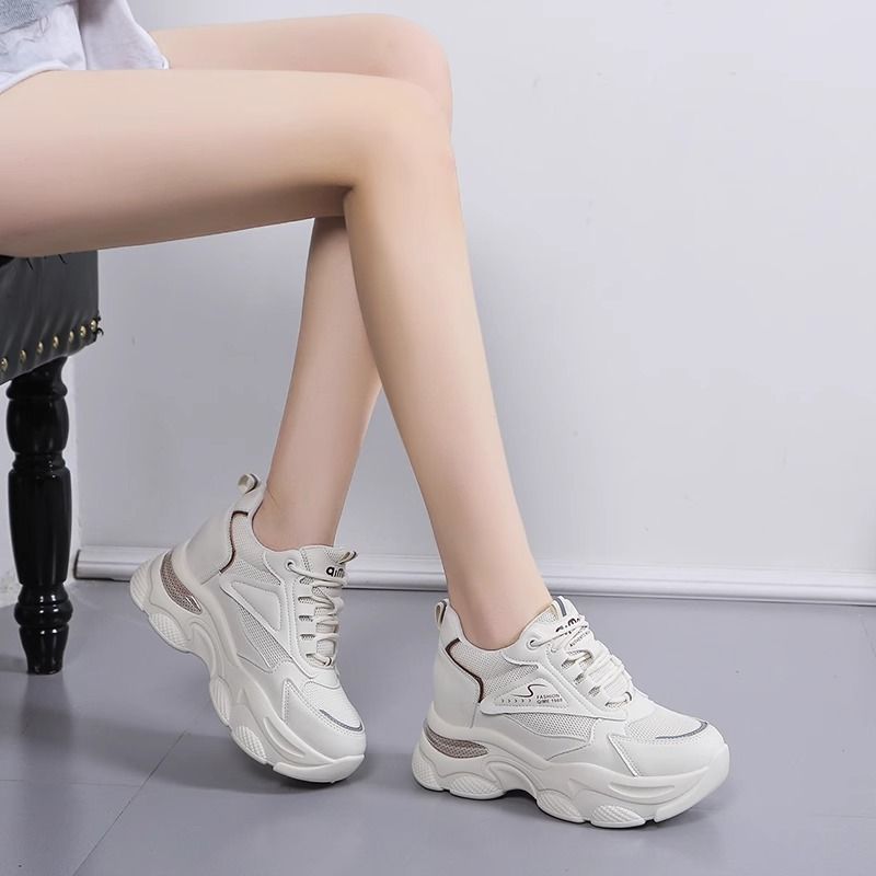 Inner height increase dad shoes women 2024 summer new popular small versatile casual sports mesh white shoes women