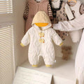 Winter baby medium-thick outwear bodysuit, warm fleece-lined romper, newborn cartoon onesie