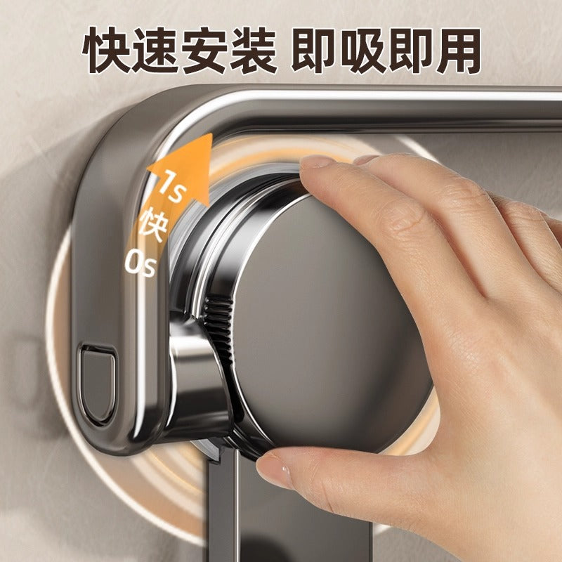 Suction cup towel rack foldable bathroom punch-free bathroom toilet storage rack wall-mounted towel bar single pole hanging rack