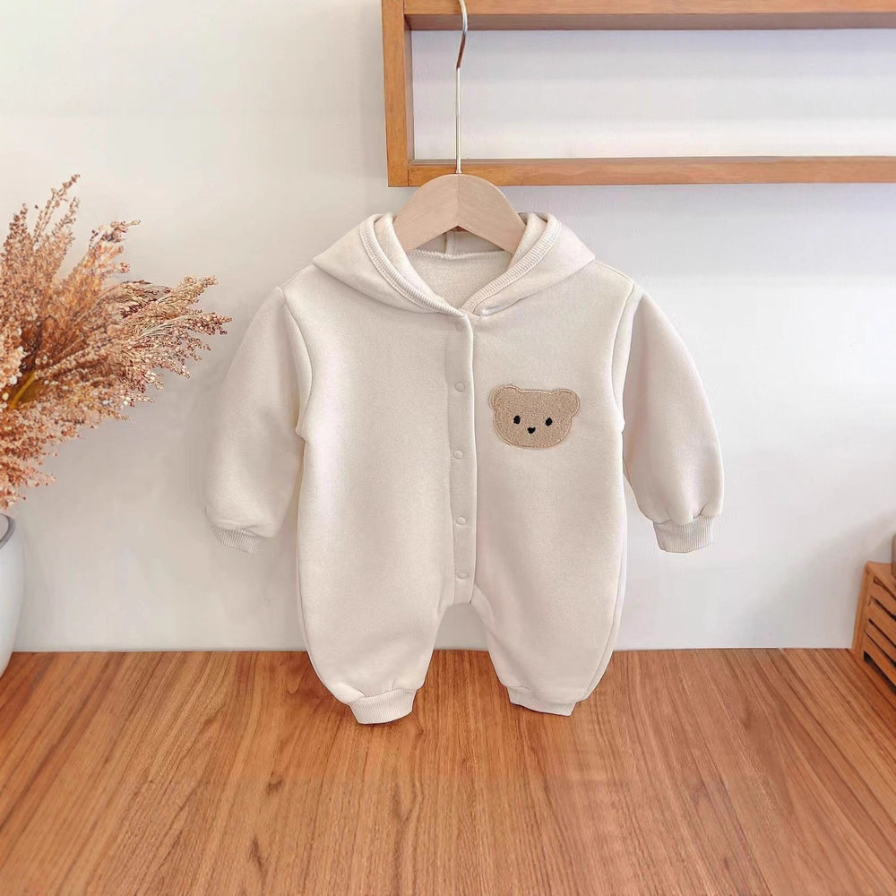 kids' onesie - thickened autumn/winter fleece bear romper - newborn fleece bodysuit - unisex baby outfit