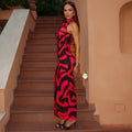 European and american style cross-border new casual women's color block striped home wear bodycon dress high neck sleeveless maxi dress wholesale