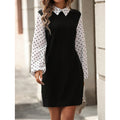fashion  autumn new arrival polo collar polka dot printing lantern sleeve elegantshortdress