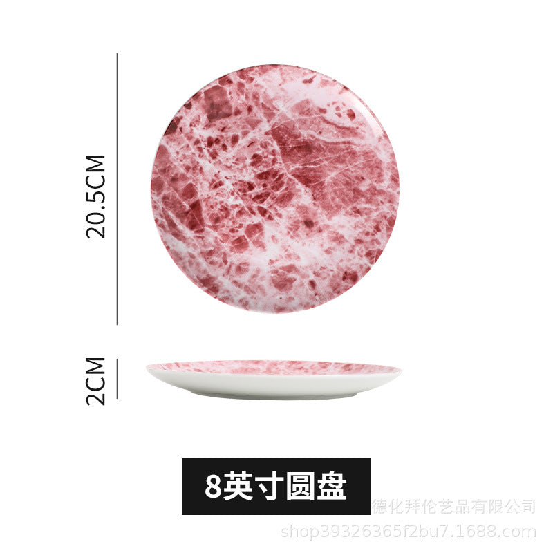 Ceramic marble pattern dinner plate - nordic theme restaurant western dinner plate - unique ceramic tableware - factory direct