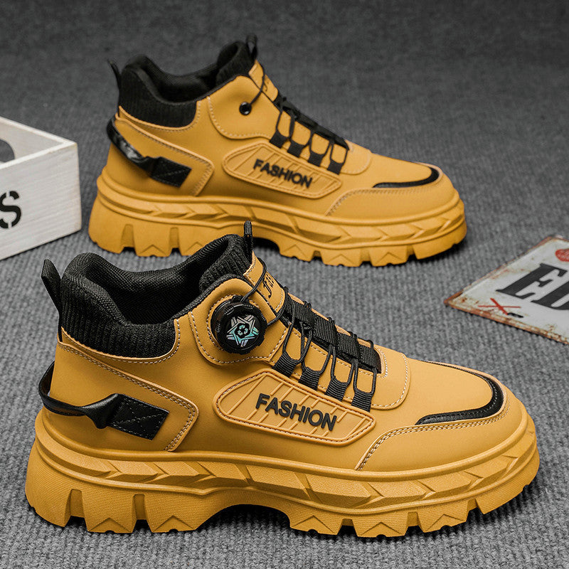 Men's 2025 spring new high-top casual sneakers, trendy thick-soled height-increasing non-slip outdoor work boots, martin boots