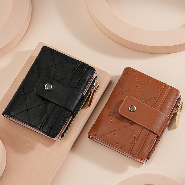 New women's wallet, short solid color card bag, women's wallet zipper change bag wholesale in summer 2023