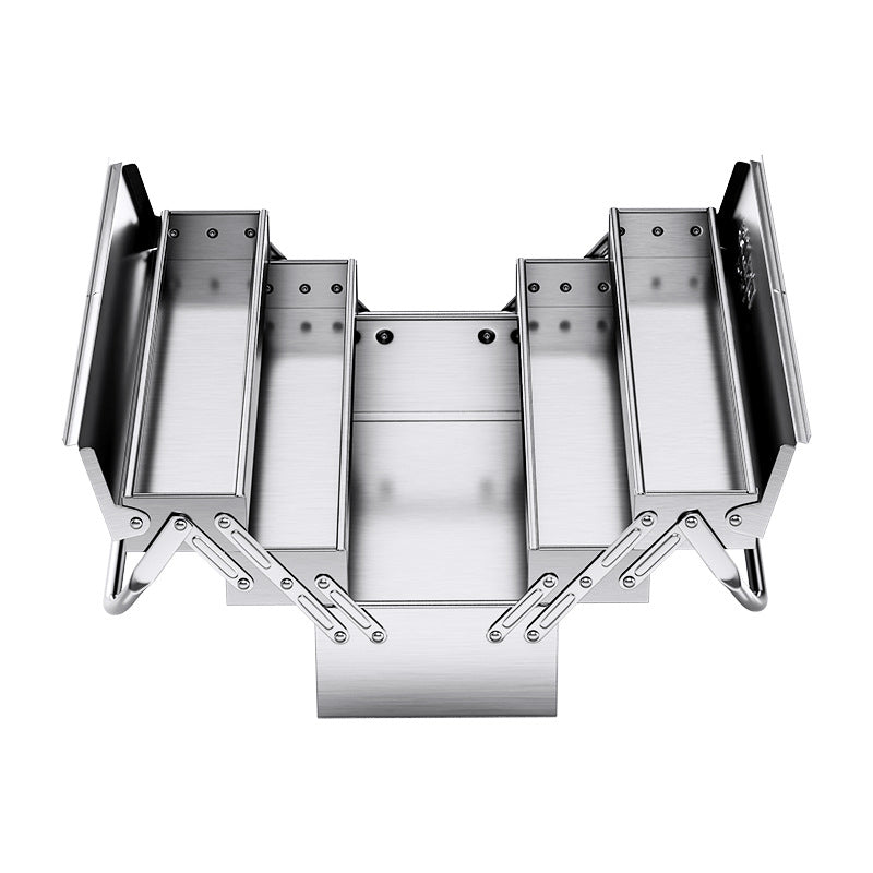 Delixi Electric Stainless Steel Toolbox Household Car Portable Large Thickened Triple Folding Tipping Bucket Storage Box