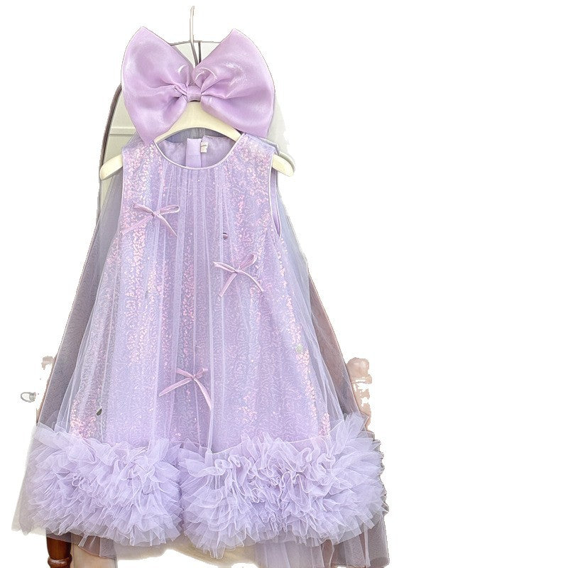 Girls' sleeveless summer dress -  new style, chic baby girl mesh princess dress, kids' summer skirt