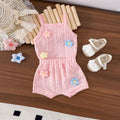 Children's clothing  fashion children's clothing cross-border stereo flower purple suspender top + shorts