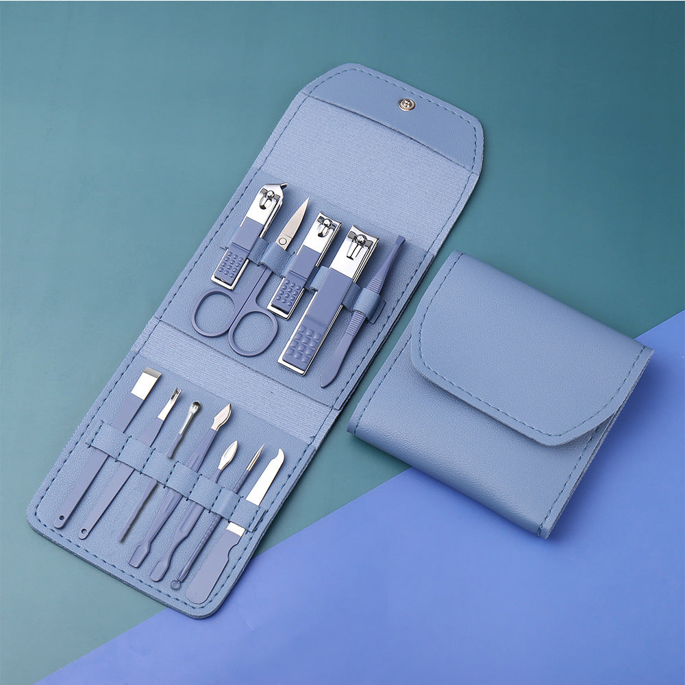 Green stainless steel nail clipper pedicure knife set manicure tool full set nail scissors suit nail clipper wholesale full set