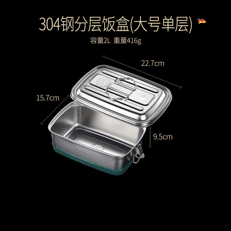 304 stainless steel heatable lunch box, kitchen sealed refrigerator storage crisper, silicone double-layer grid bento box
