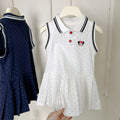 Girls'  summer dress: new arrival - baby girl's collared, preppy-style polo tank dress, trendy princess dress for girls