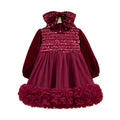【ready to ship】girls' winter dress  - stylish tulle skirt with sequins, fleece-lined new year's outfit, trendy style