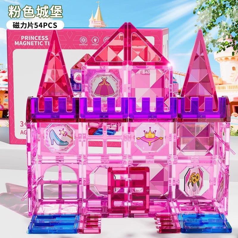 Kids puzzle variety of assemble building blocks castle paradise boys and girls colorful window magnetic sheet magnetic magnet intellectual toy