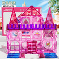 【4d star diamond magnetic surface】color window magnetic tiles 54pcs + free princess stickers