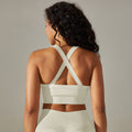 Shockproof push-up criss-cross back sports bra - running, fitness, quick-dry, seamless knit yoga top for women